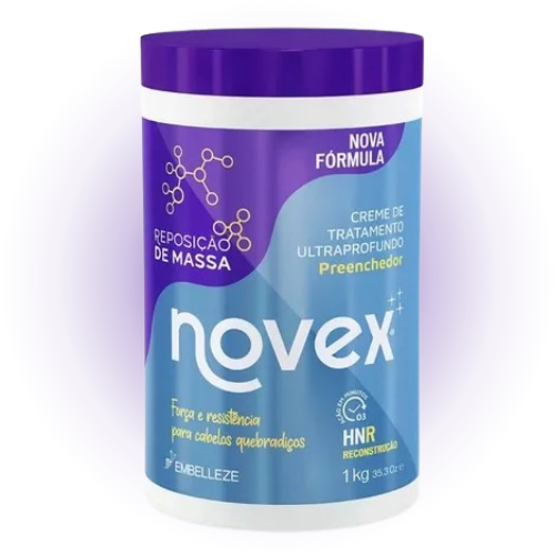 Novex Repositor de Massa máscara de tratamento para cabelos danificados, fortalecendo e reconstruindo os fios
