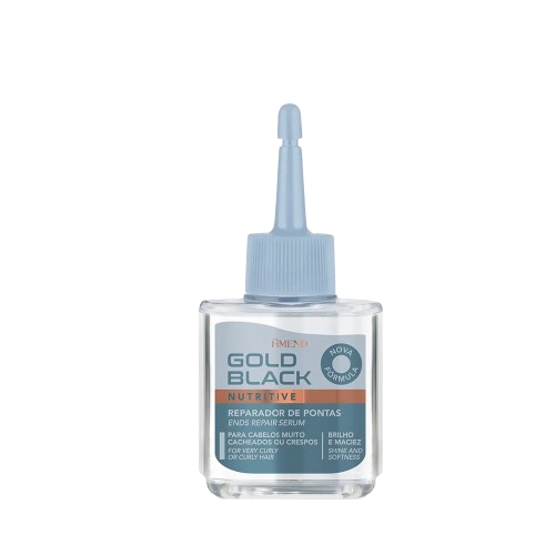 Frasco do Amend Gold Black Nutritivo Ultra, creme nutritivo para cabelos secos e danificados, destacando a embalagem dourada e seu efeito de hidratação profunda.